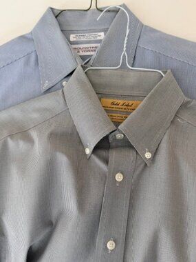 2 Roundtree & Yorke Pinpoint Cotton Micro-Check Dress Shirts